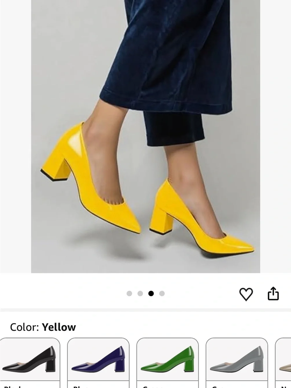 Women's Yellow Pointed Block Heel Pumps size 5.5
